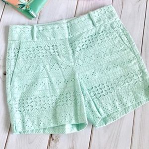 Loft Riviera Eyelet Shorts, Mint Green, Size 00
